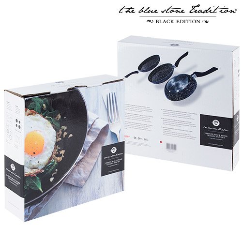 Black Stone Pan Keraamiset Paistinpannut (3 Kappaletta) - Image 3