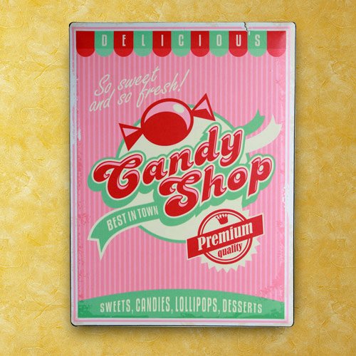 Candy Shop Metallinen Kyltti 30 x 40 cm