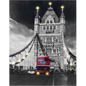 Tower Bridge Taulu LED Valoilla Pellavakankaalla 60 x 80
