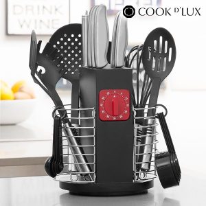 Cook D'Lux Keittiövälineet Ajastimella ja Telineellä (24 osaa)
