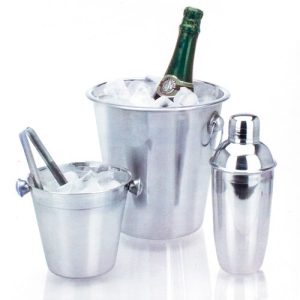 Jääkulho ja Cocktail Sekoitin Setti Ruostumatonta Terästä (4 osaa)